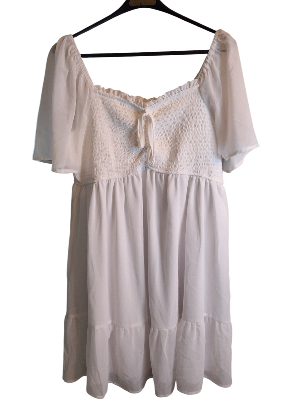 New Talisea White Babydoll Boho Dress XL